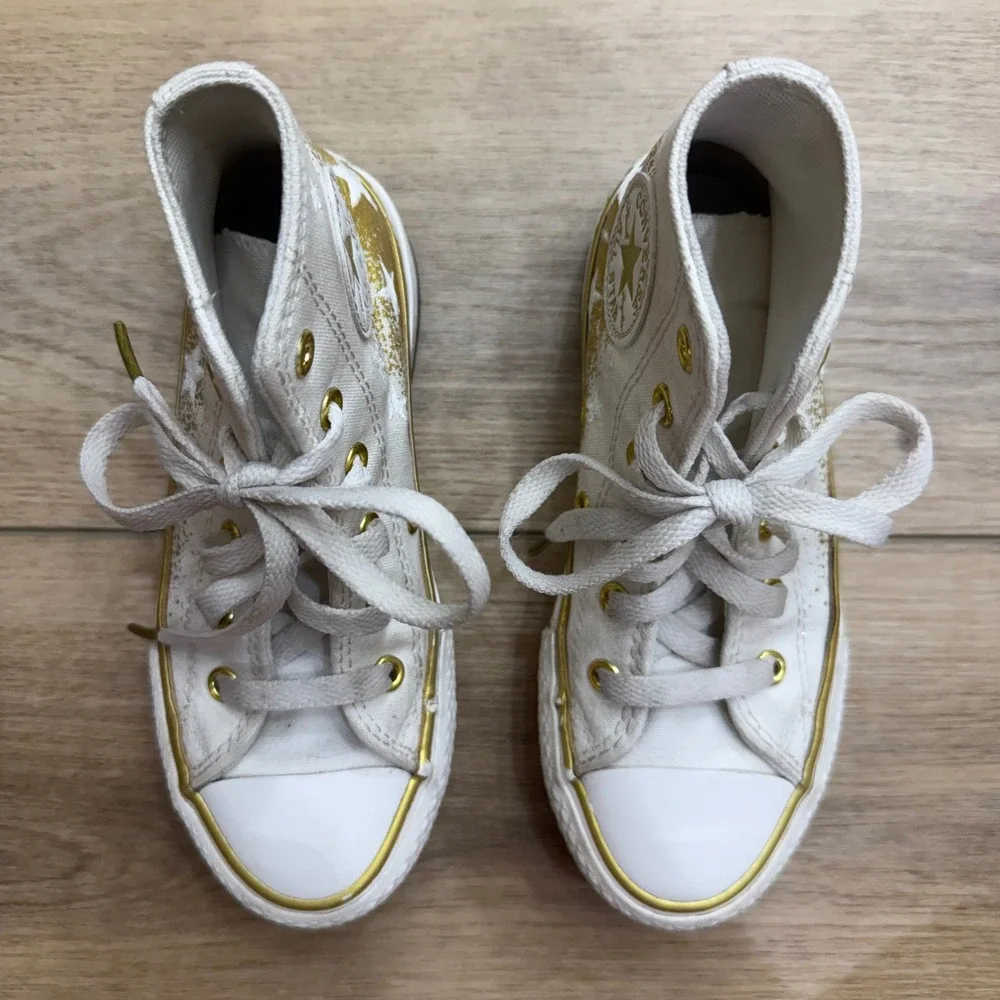 Converse Chuck All Star Eva Platform High Top White Gold Star Youth 13 Girls
